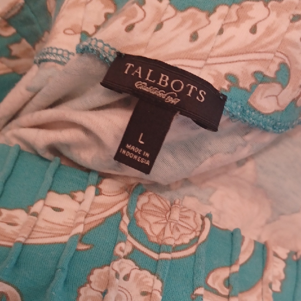Talbots Teal and Tan Paisley Print Blouse. - Picture 4 of 5